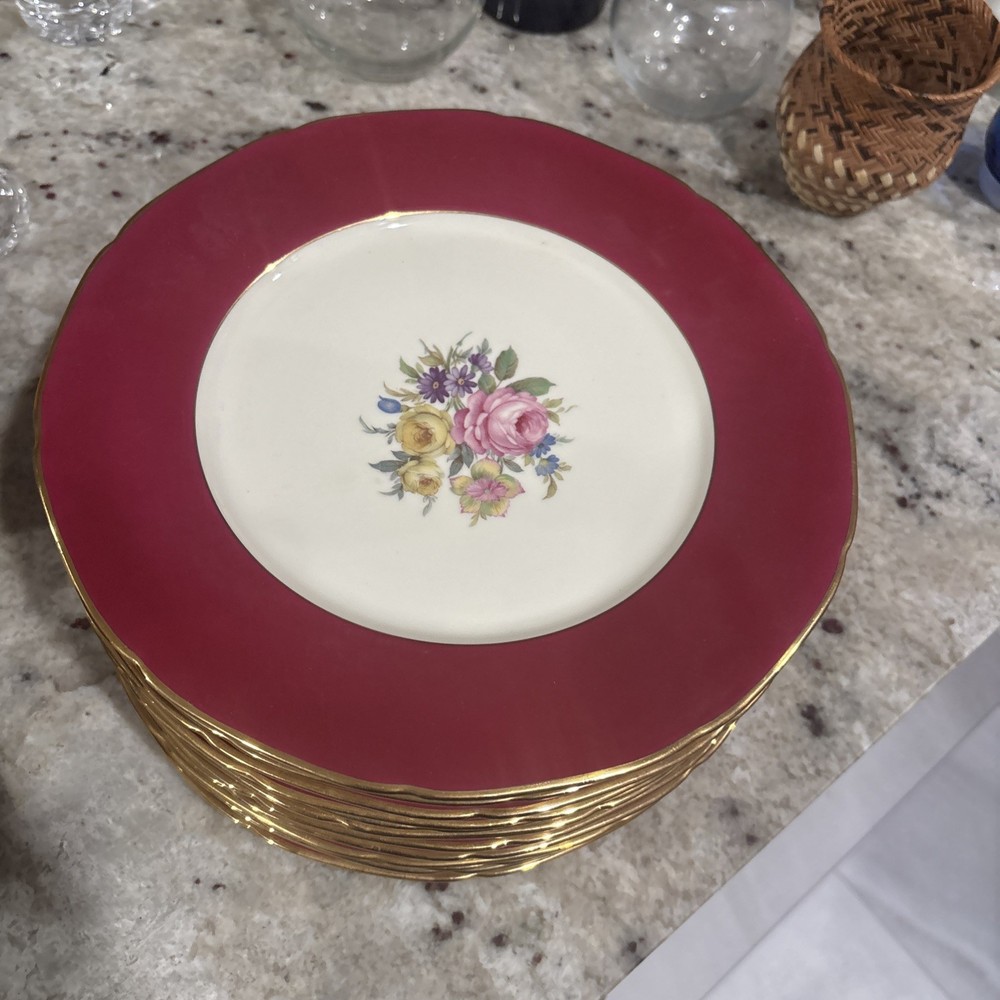 Vintage Imperial Bohemian Czechoslovakia China Dinner Plates Set Of 12