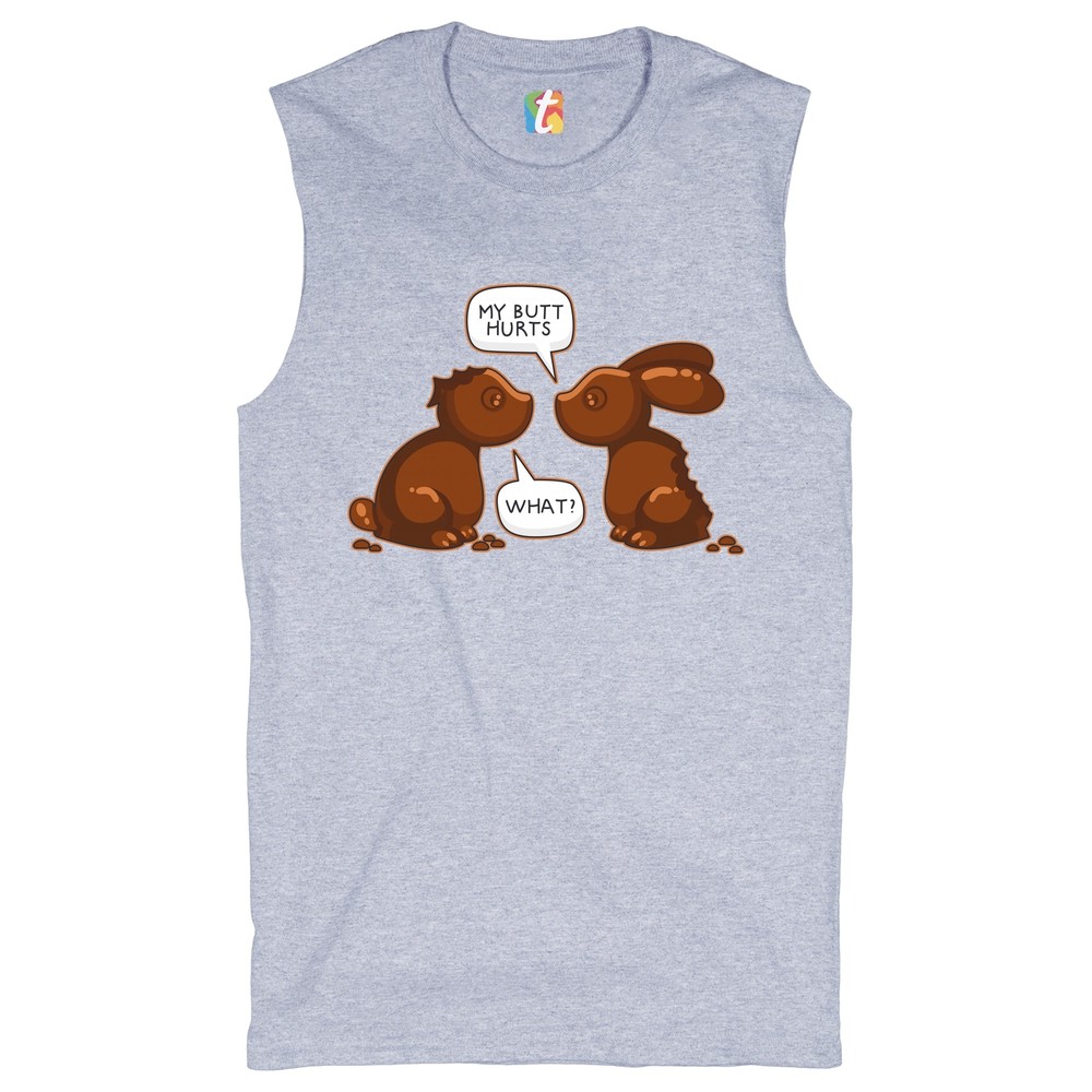 Men's Muscle Shirt with Chocolate Bunny Easter Rabbit Design