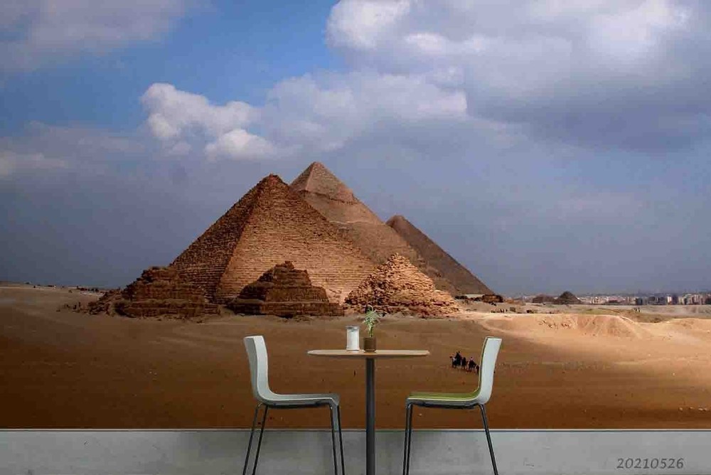 3D Desert Pyramids Landscape Wall Murals Wallpaper Murals Wall Sticker