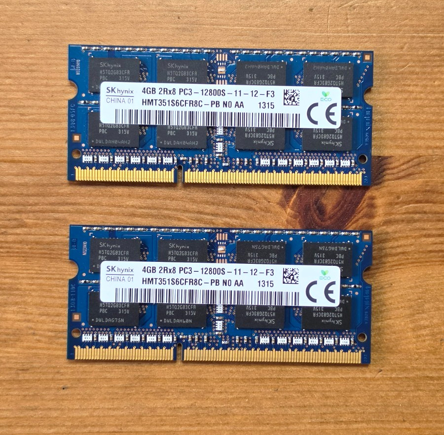 HYNIX 4GB 2Rx8 PC3-12800S DDR3-1600MHz SODIMM Laptop Memory, lot of 2