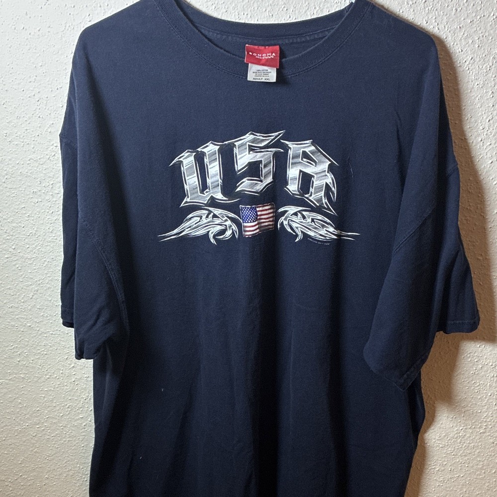 Sonoma Lifestyle Men's Navy USA Flag Graphic T-Shirt Cotton Knit Crew Neck XXL