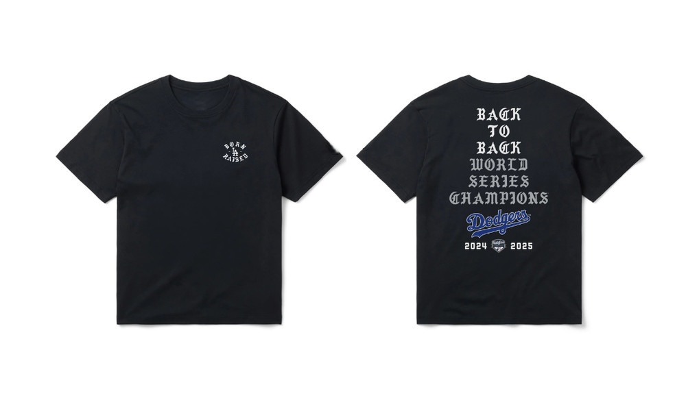 New Era Los Angeles Dodger X Born X Raised Back To Back Stack Black T-Shirt