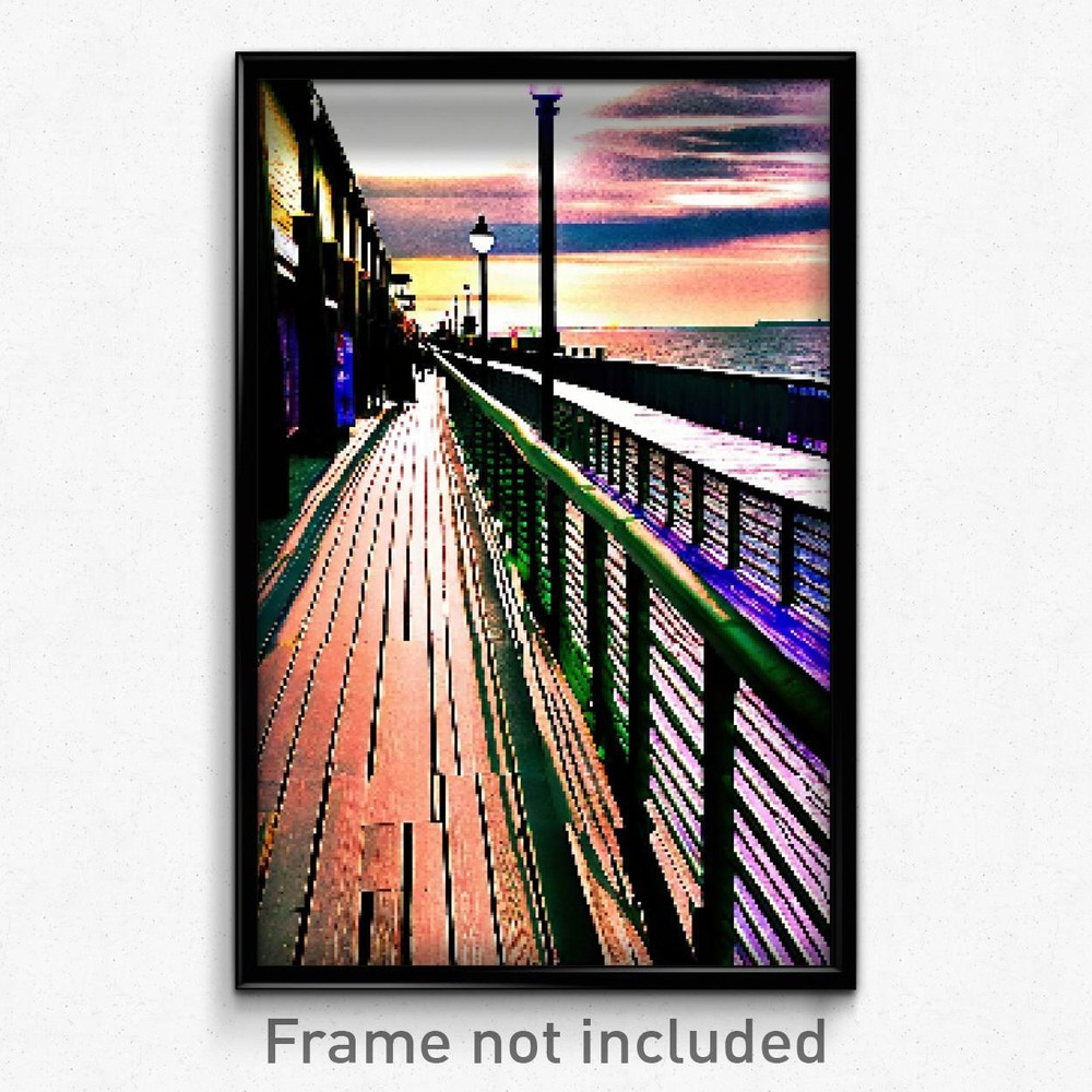 8 Bit Psychedelic Pixel Art Boardwalk Video Game Poster