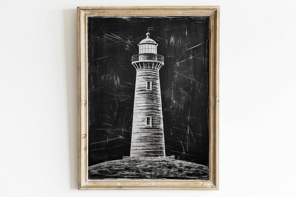 Lighthouse Art Print Nautical Wall Art Sea Wall Decor Vintage Art Print