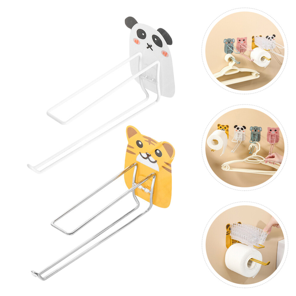 2 Pcs Multi-purpose Storage Rack Hanger Kitchen Tissue Peg Hooks Office
