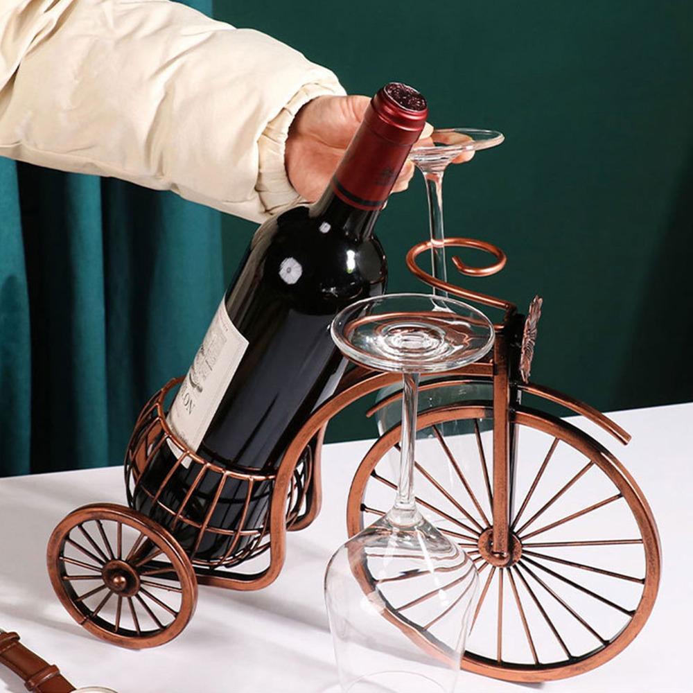 Figurine Bicycle Holder Wine Metal Medium Multicolor Smooth Novelty Modern Decor