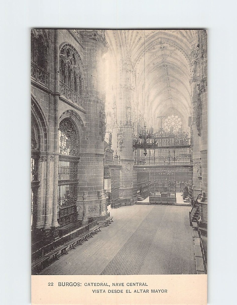 Postcard Nave Central Cathedral Burgos Spain