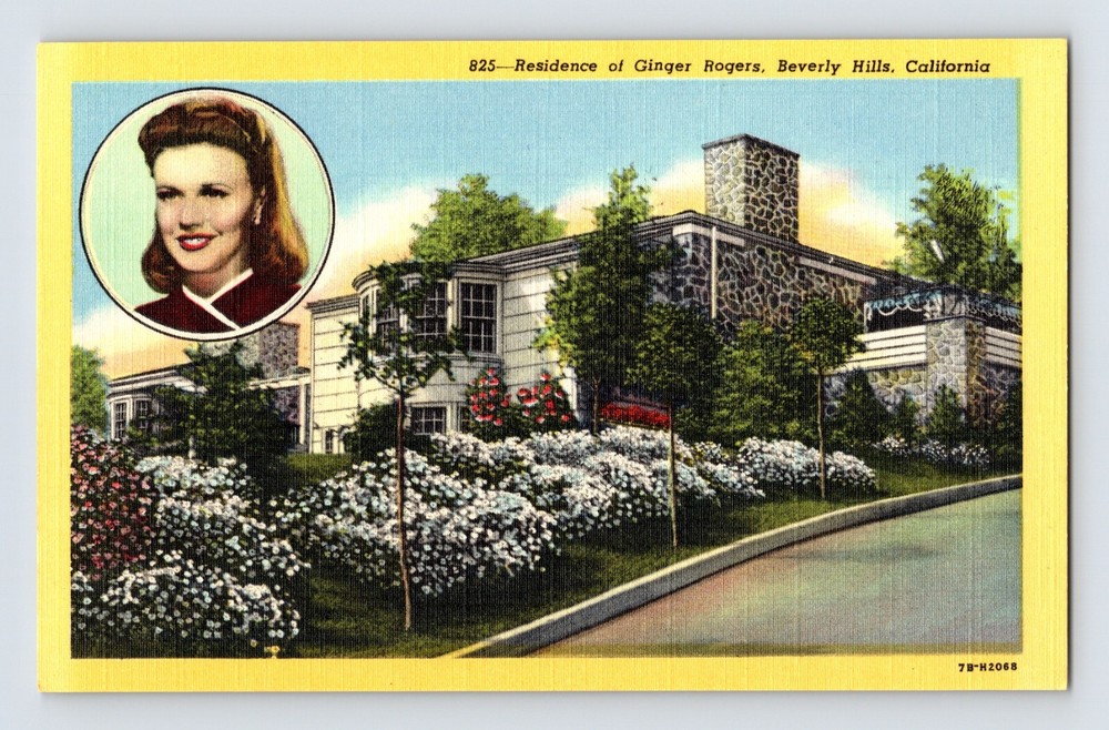 Postcard California Beverly Hills CA Ginger Rogers Residence Home 1940s Unposted