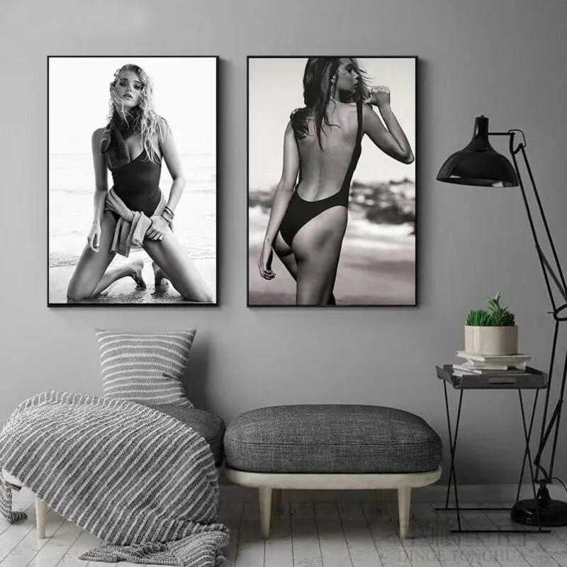 Black And White Sexy Women Canvas Art Mural Canvas Painting Poster Canvas Mural