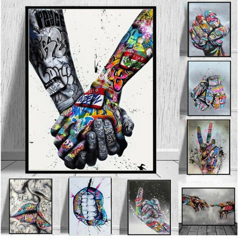 Abstract Street Graffiti Art Canvas Painting Prints And Posters Wall Art Decor-image
