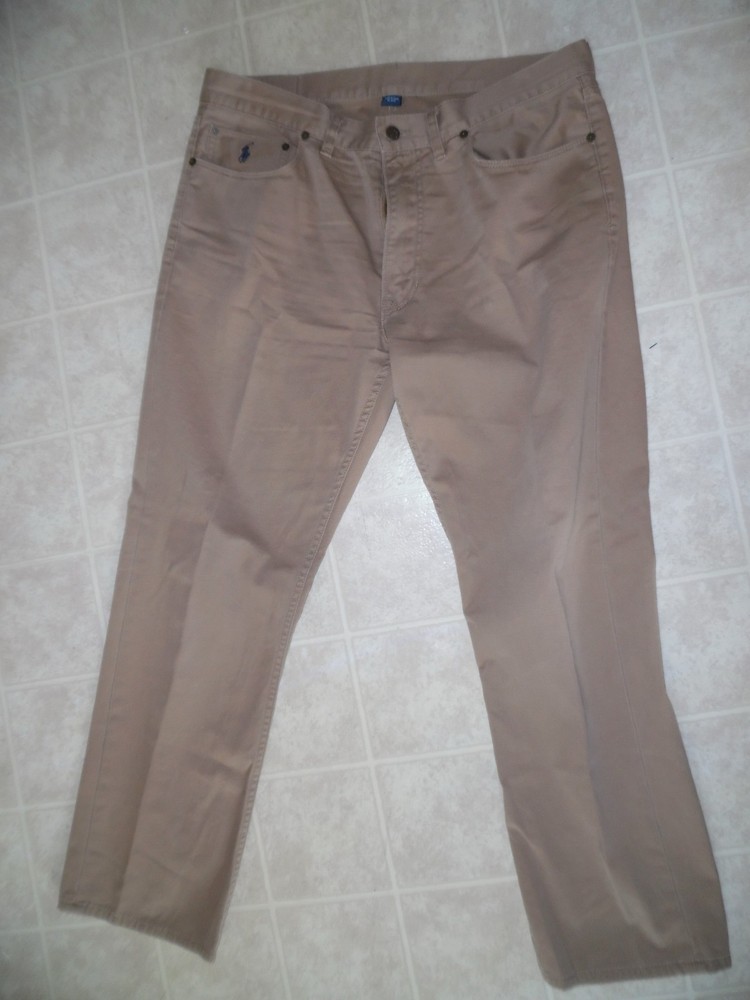 Ralph Lauren Men's Tan Polo Flat Front Pants 36x30