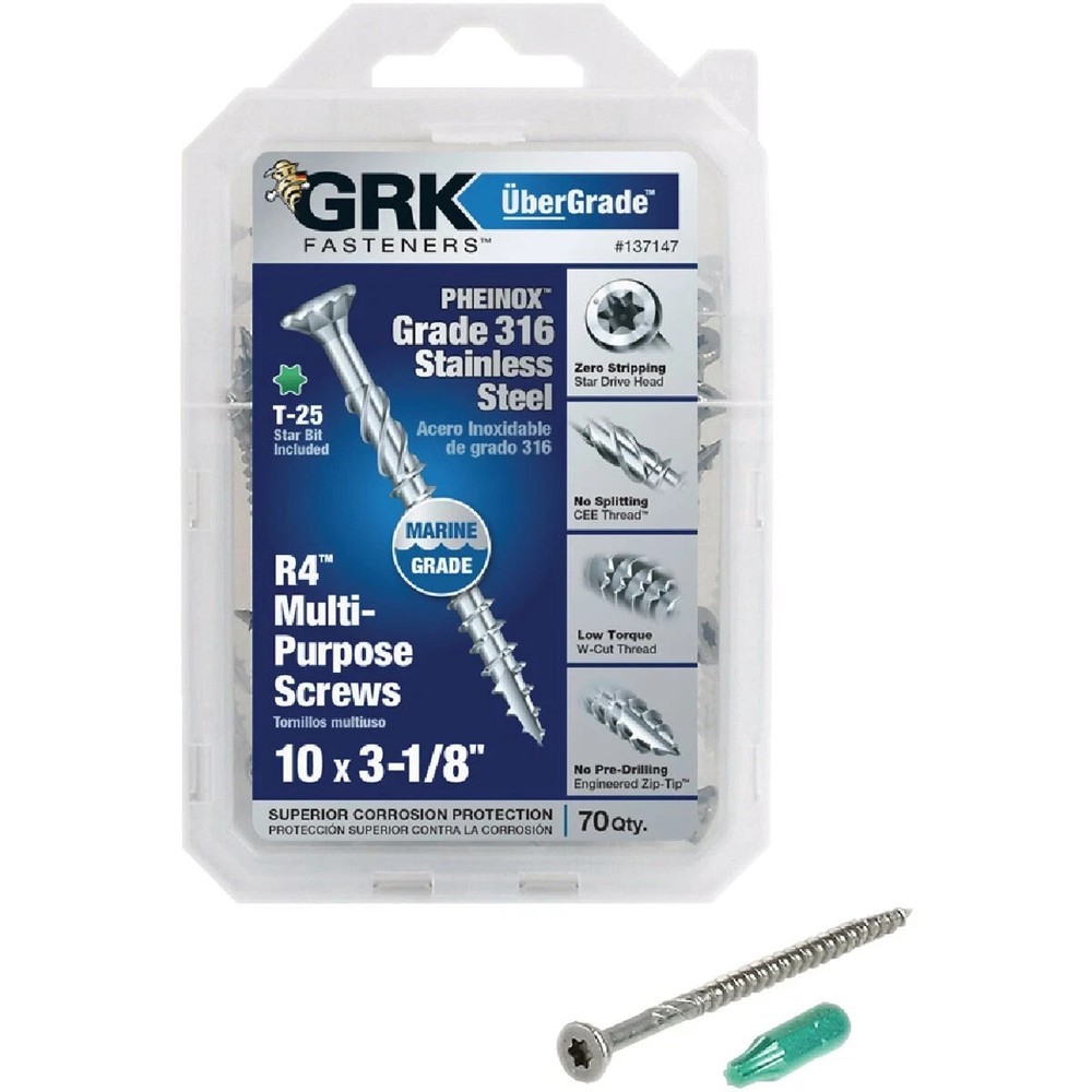 GRK Fasteners #10 x 3-1/8 in. Star Drive Flat Head Stainless Steel Multi-Purpose