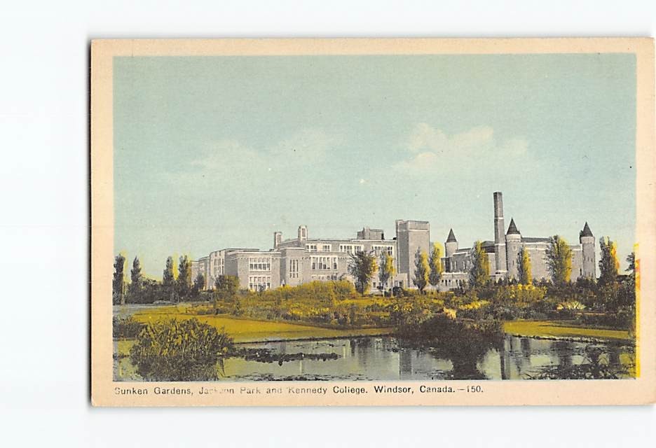 Postcard Sunken Gardens Jackson Park and Kennedy College Windsor Canada