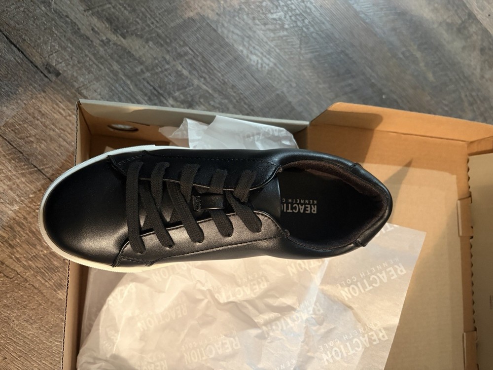Kenneth Cole Reaction Men's Black White Faux Leather Comfort Casual Sneakers