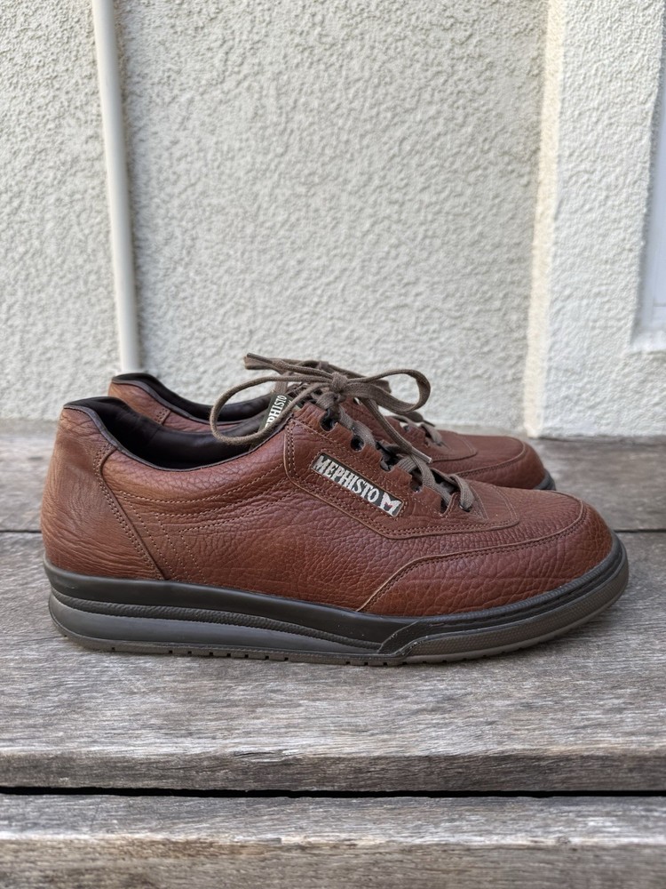 Mephisto Mens 12 Match Tan Walking Shoes Full Grain Leather Speed Laces