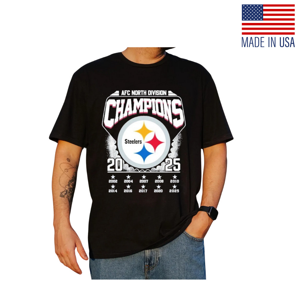 Pittsburgh Steelers 2025 AFC North Division Champions T-Shirt Size S-5XL Reprint