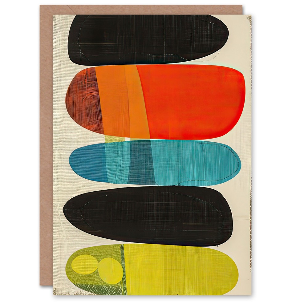 Greeting Card Mid Century Modern Abstract Colour Shades Blank Birthday