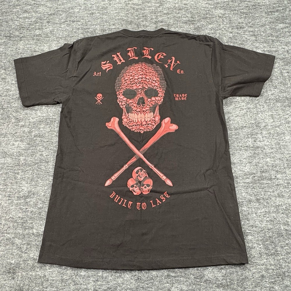 Sullen Art Collective Skull Graphic T Shirt Men’s L Black Red Gothic Tattoo