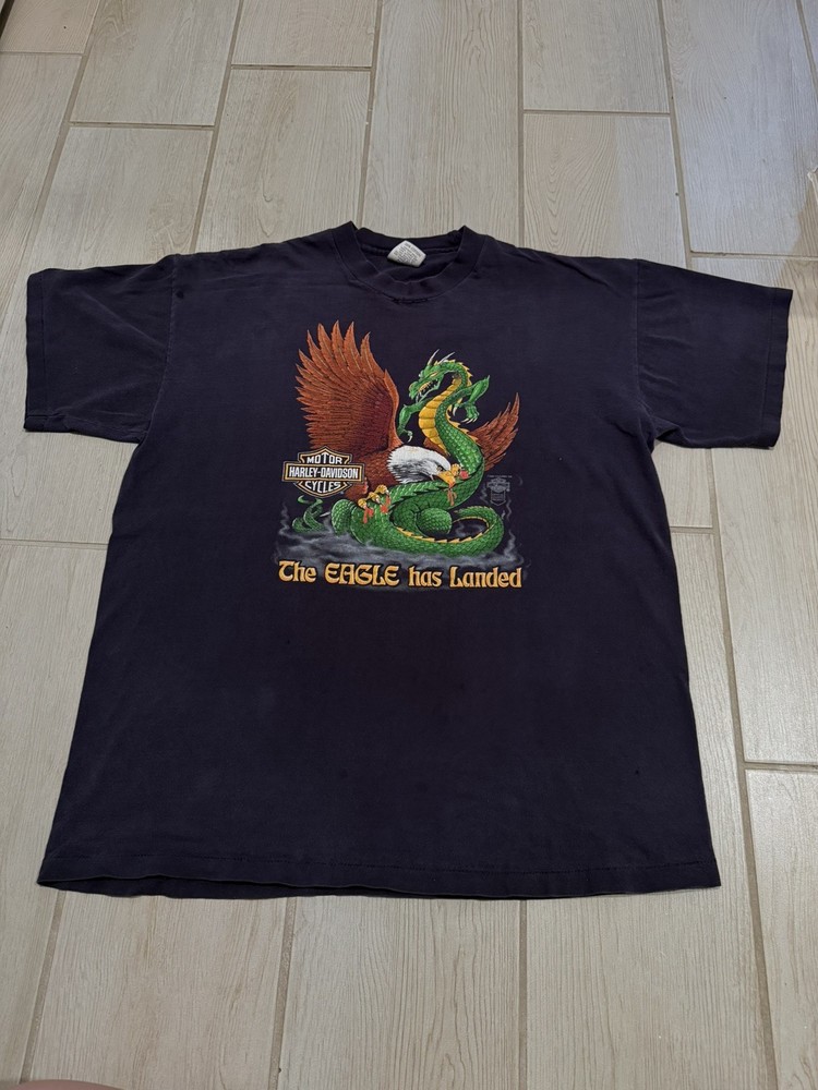 Vintage rare 1980s Harley -Davidson T-shirt  XL The Eagle Has Landed Las Vegas
