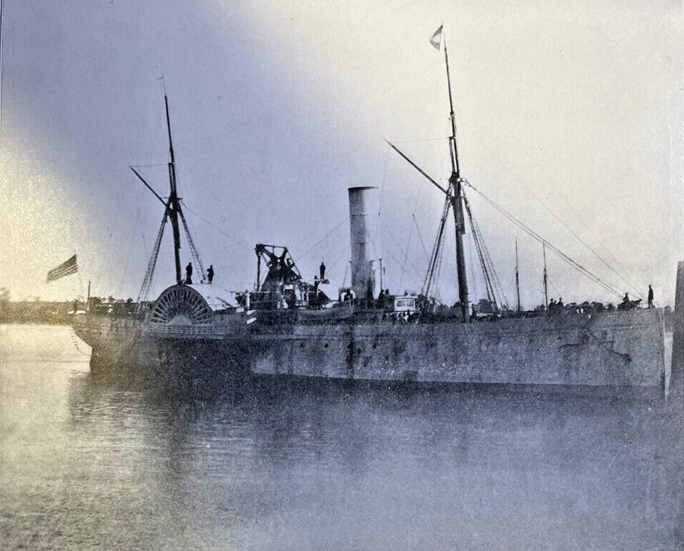 1912 Vintage Illustration USS Fort Jackson At Hampton Roads Civil War