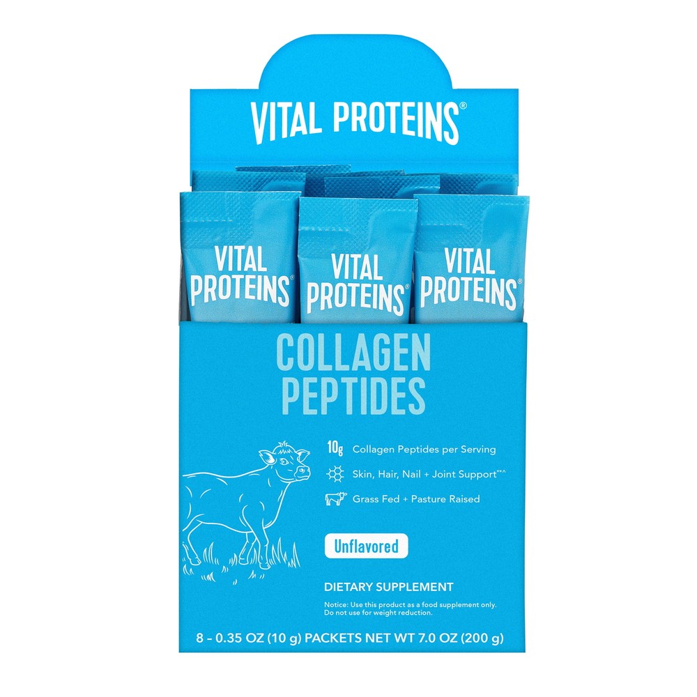 Vital Proteins Collagen Peptides Stick Packs, Unflavored Powder, 8 Count