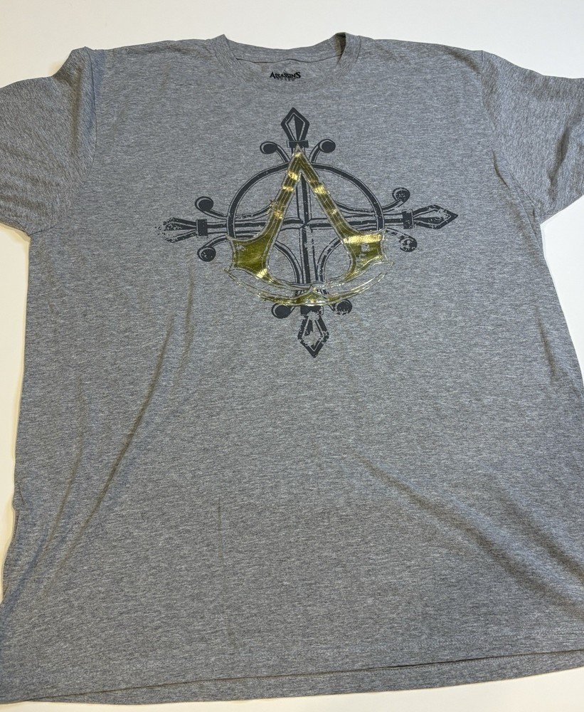 Assassins Creed Origins Gold Foil Logo Gray Shirt Men’s XL