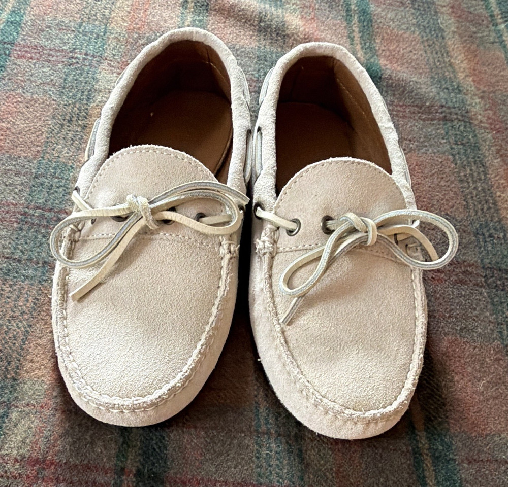 Quoddy Mens Coolside Milkshake Suede Moccasin Lace Up Rubber Sole US 9