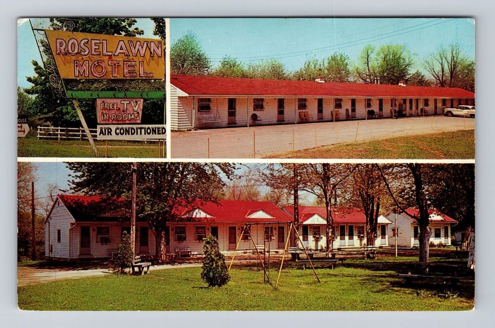Geneva OH-Ohio, Roselawn Motel Sassler's Restaurant Advertising Vintage Postcard