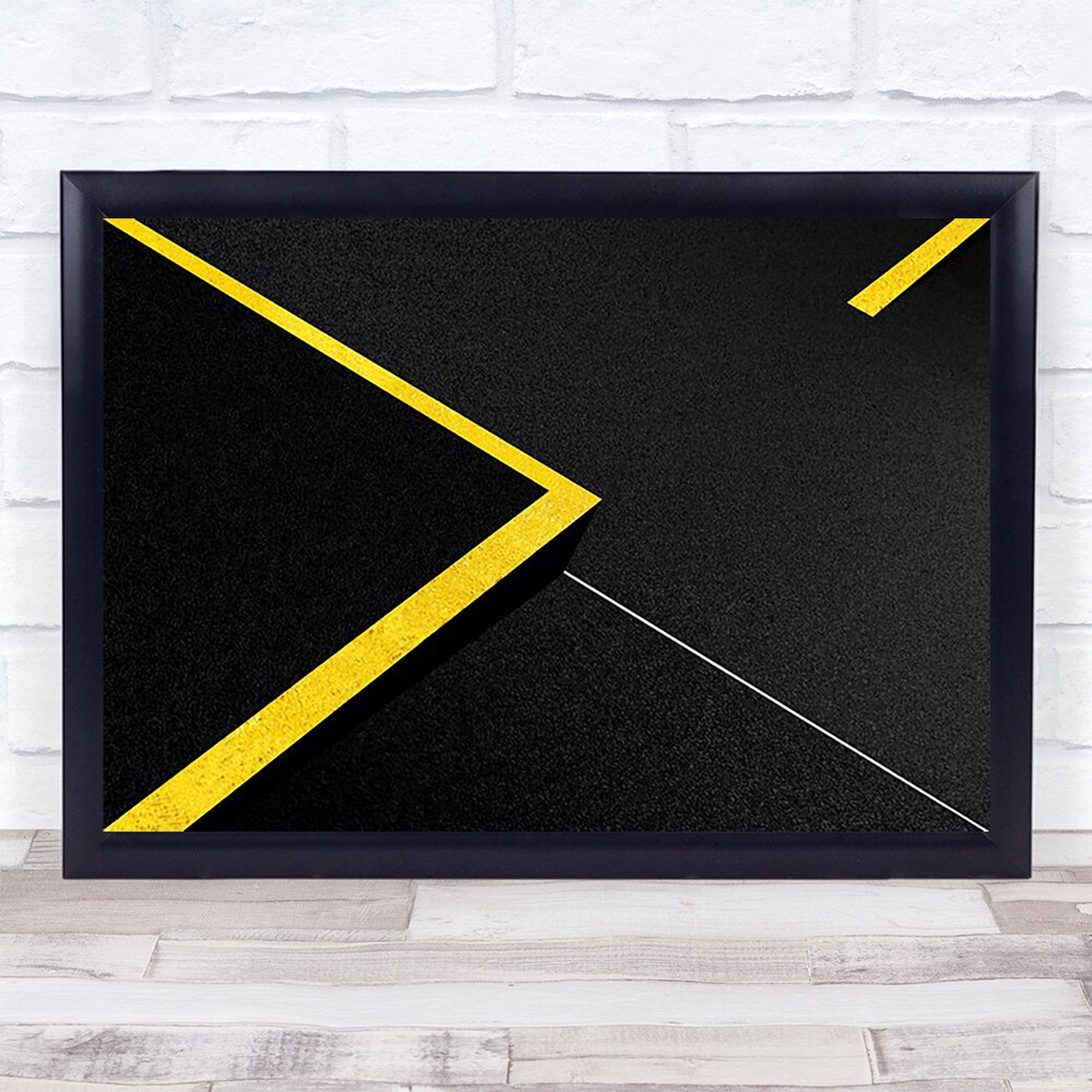 Guides Abstract Lines Yellow Black Street Diagonal Simple Wall Art Print