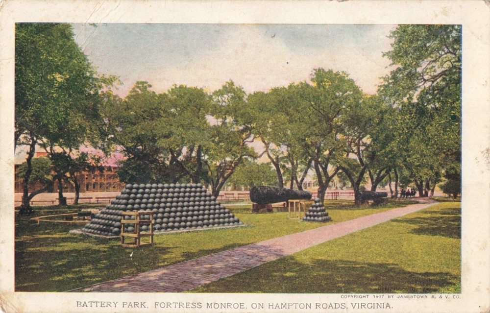 Battery Park Fortress Monroe Hampton Roads Virginia VA 1907 Postcard