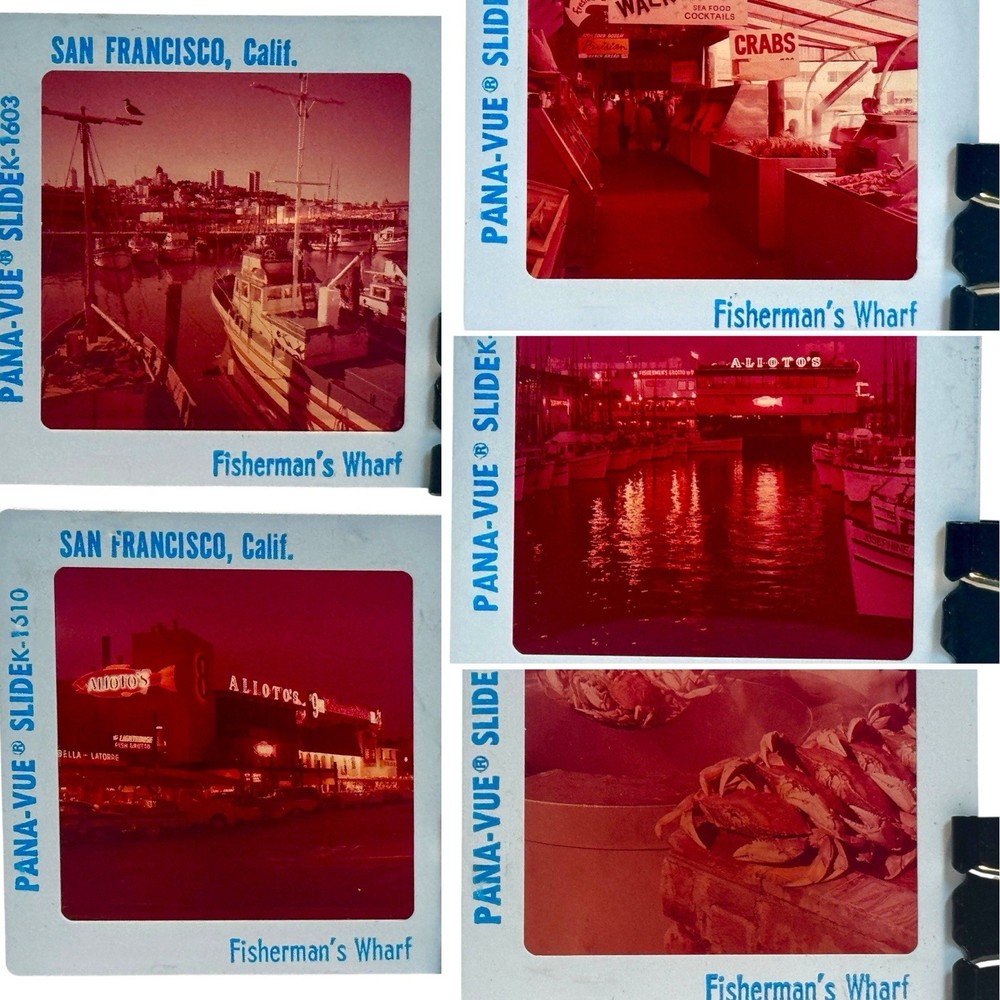 Vintage Pana-Vue Slides of Mid Century San Francisco Fisherman's Wharf