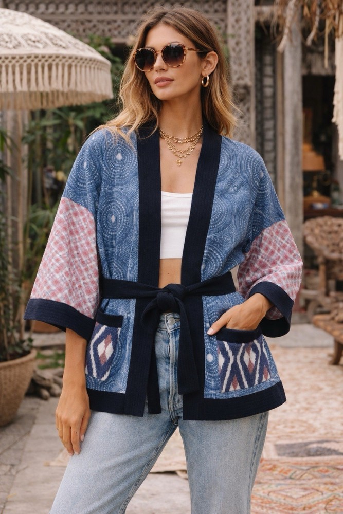 Anthropologie sold out! Real by Cleobella Womens Kimono Belted Geometric XS