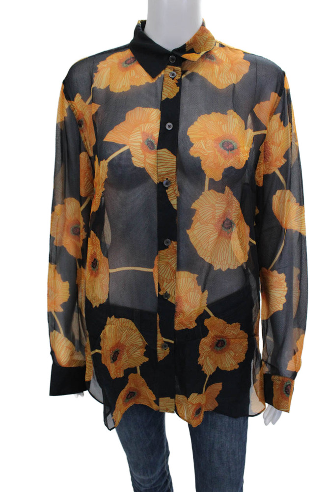 Paul Smith Womens Black Floral Rayon Blend Button-Up Long Sleeve Size MFree Shipping in US $100+ Orders | $6.95 Orders Below