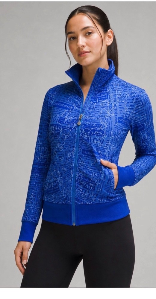 Rare Lululemon Define Jacket Blue Manifesto Print Luon Size 4
