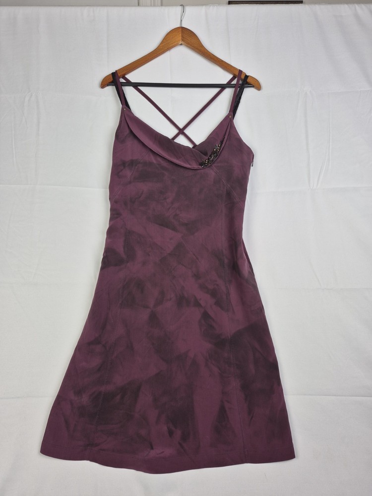 This Diesel cowl neck mini dress stands out with its striking plum/aubergine...