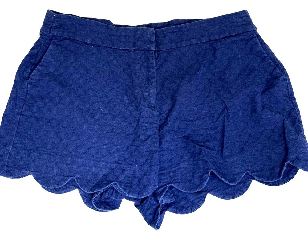 Crown & Ivy Womens Shelby Scalloped Hem Navy Shorts Size 16