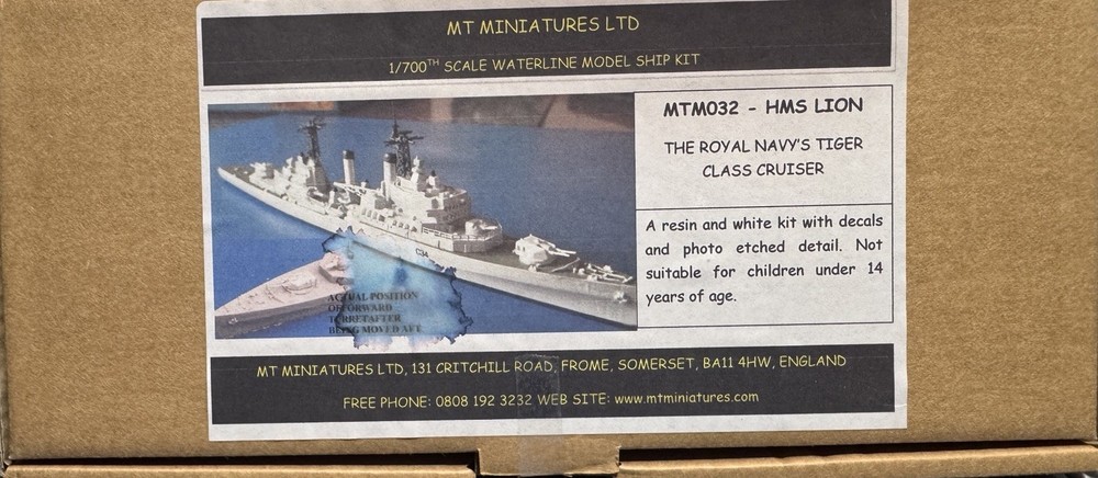 MT Miniatures 1/700 HMS Lion Tiger Class Cruiser 1959 Resin Waterline Ship