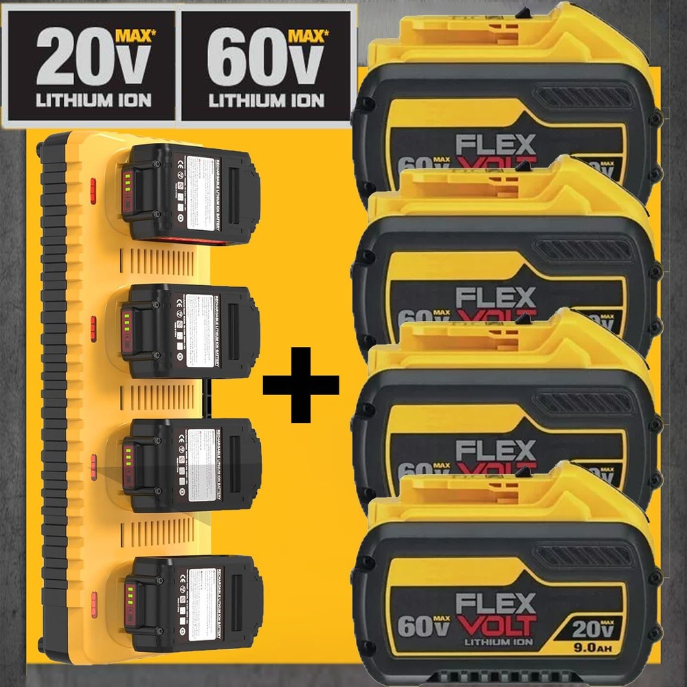 DEWALT FLEXVOLT 9.0Ah 20V/60V MAX Battery with DCB104 Fast Charger DCB609 Brand New