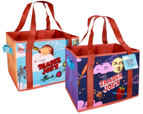 Trader Joe's NEW 💚 STAND-UP COLLAPSIBLE REUSABLE GROCERY SHOPPING TOTE GIFT BAG