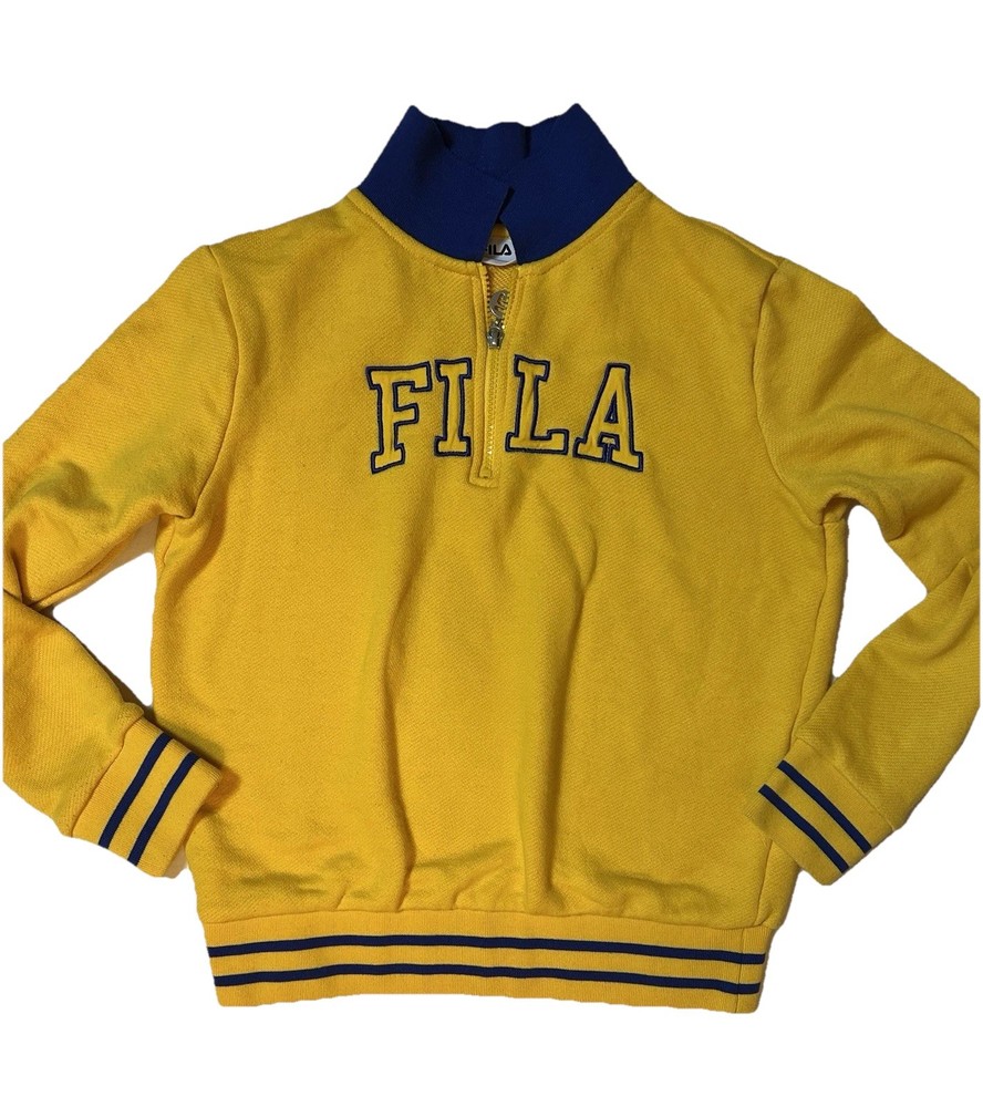 Vintage Fila 90s Y2K Yellow Track Jacket Quarter Zip Size Small