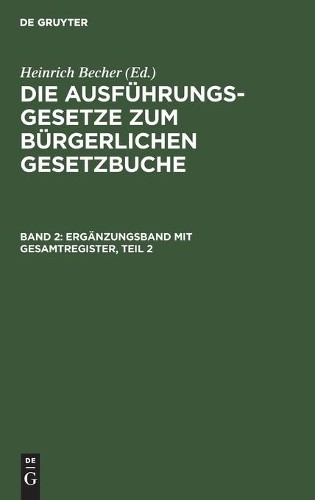 Ergänzungsband Mit Gesamtregister, Teil 2 (Hardback)