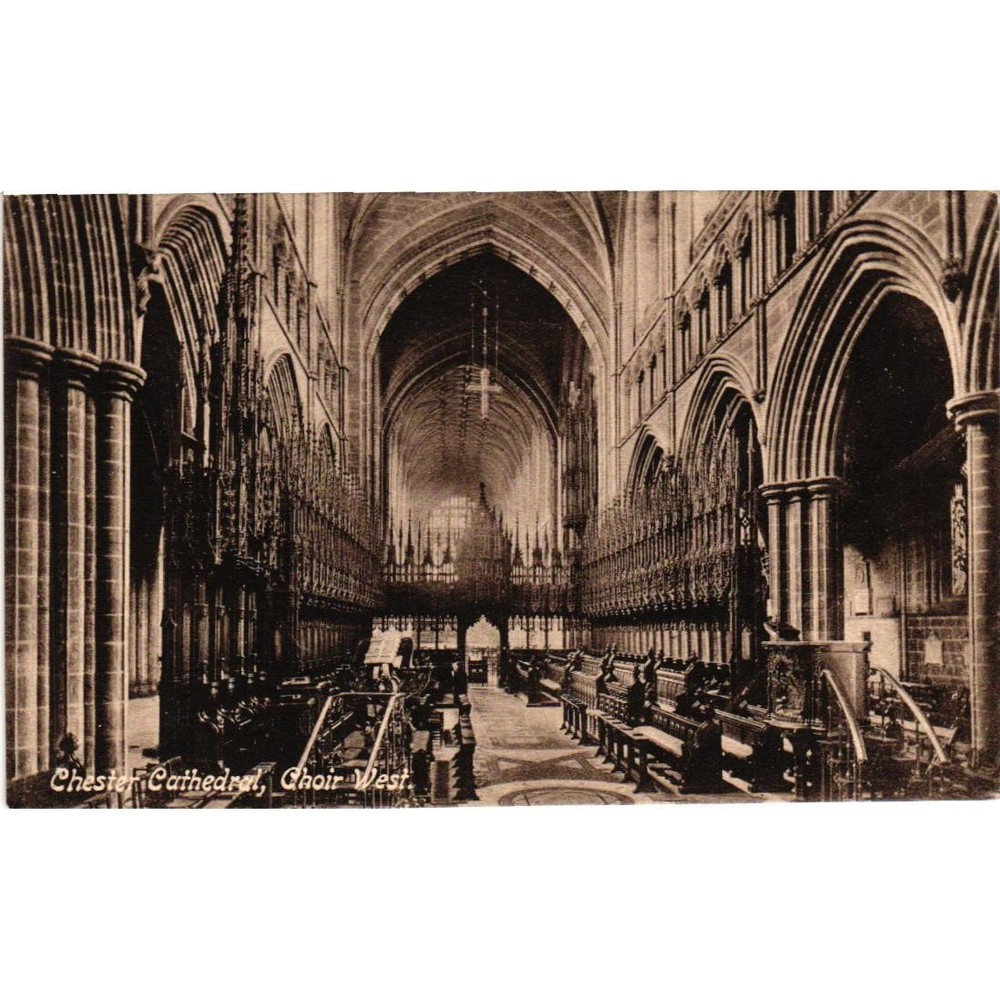 Antique Chester Cathedral Choir West Postcard Frith's Series 1516B Sepia England