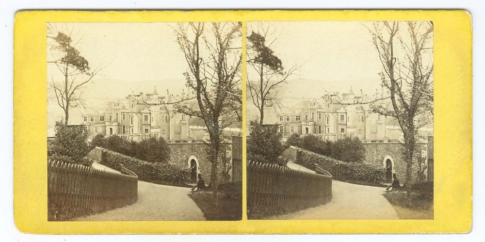 D1439~ SCOTLAND- GW Wilson Abbotsford From S.E. c.1860 Stereoview