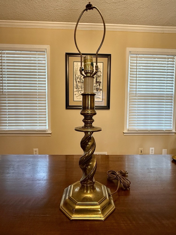 Vintage Mid Century Stiffel Hollywood Regency Solid Brass Barley Twist