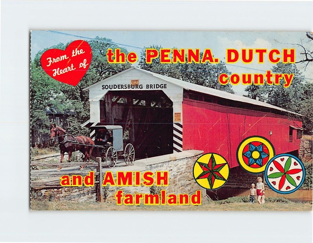 Postcard View of Soudersburg Covered Bridge Pennsylvania USA