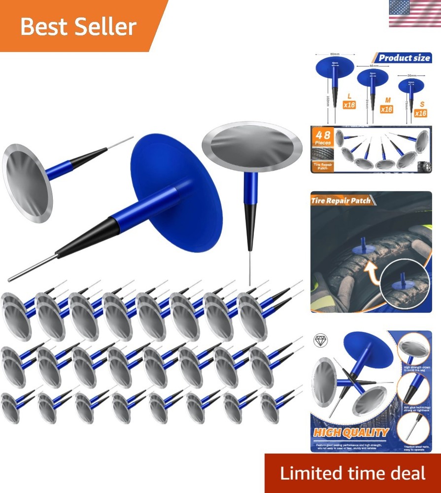 48-Pcs  Tire Repair Patch Kit - Reliable Mushroom Plug Set for Vehicles