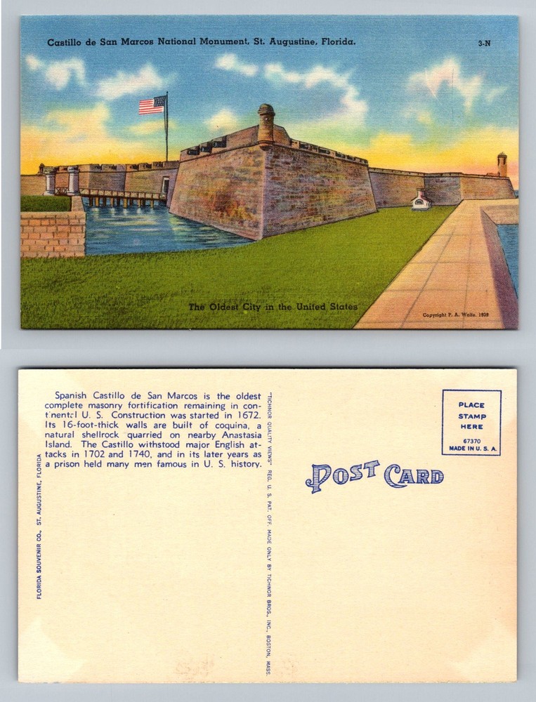 St Augustine, FL-Florida, Castillo De San Marcos Nat'l Monument Vintage Postcard