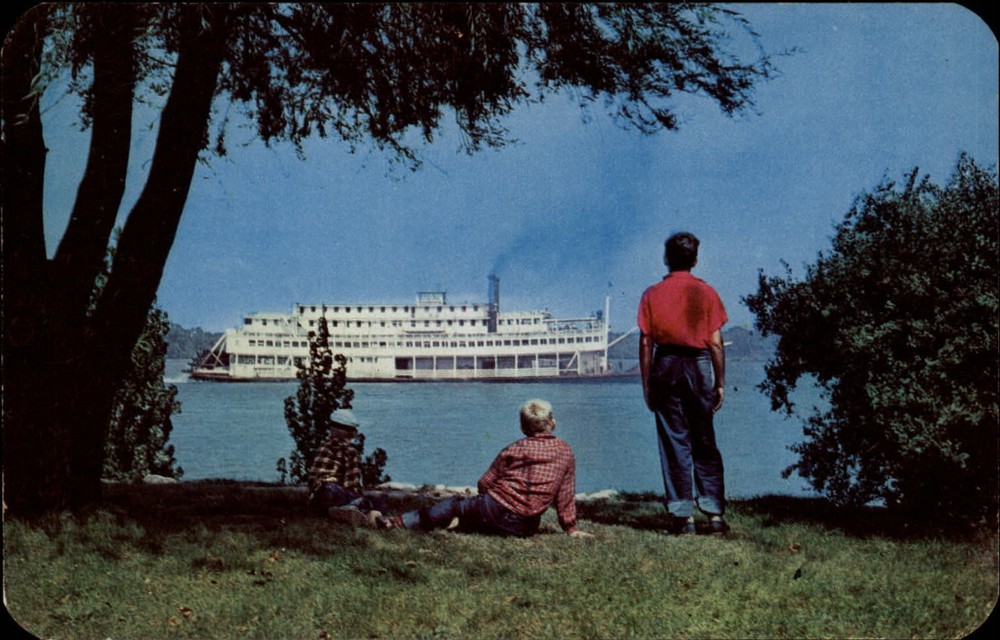 Missouri Hannibal Mississippi River Mark Twain Quote 1950s ~ postcard sku329