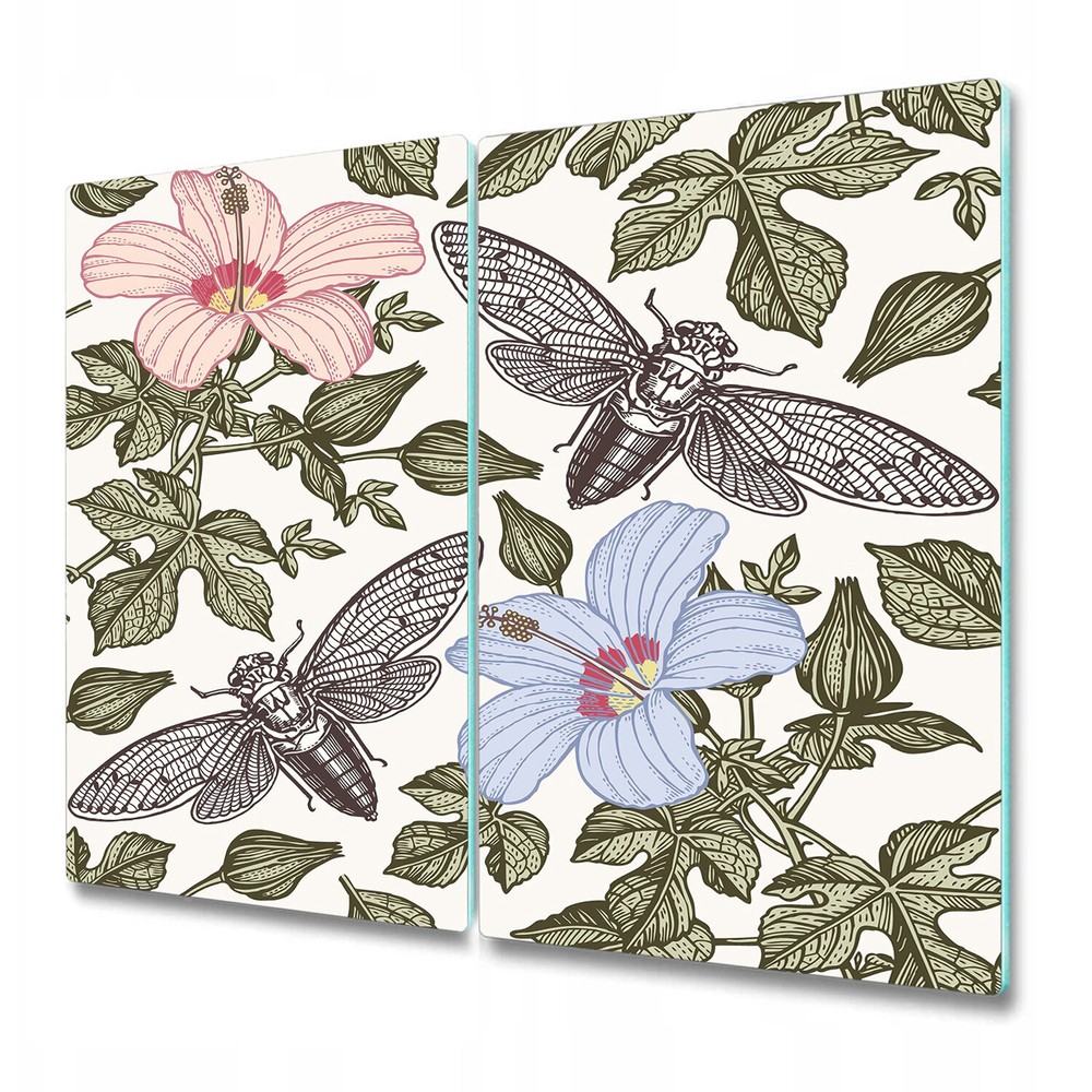 Glass Chopping Board Worktop Saver Butterflies among flowers Colourful 2x30x52