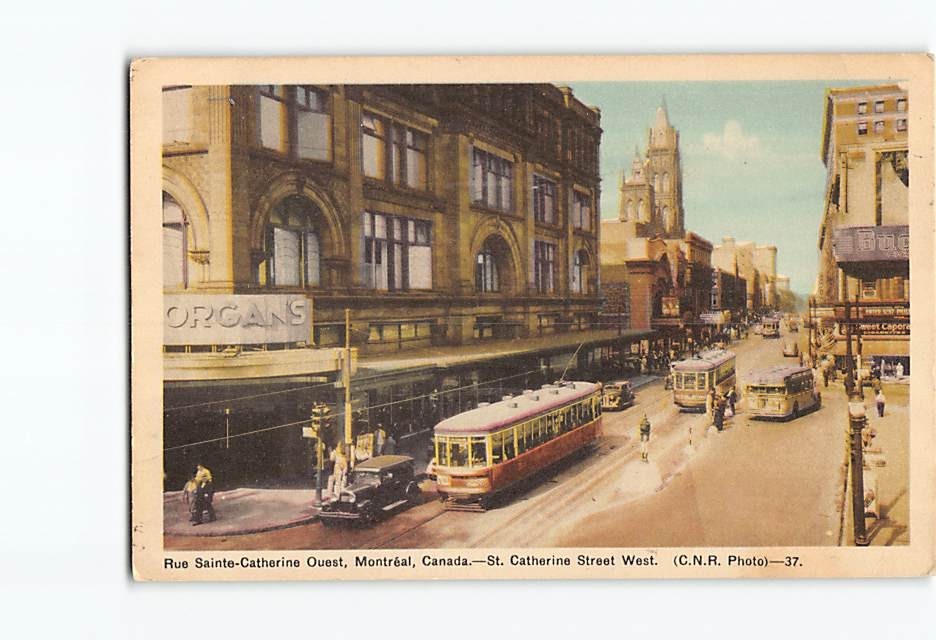 Postcard Rue Sainte St. Catherine Street Ouest West Montreal Canada